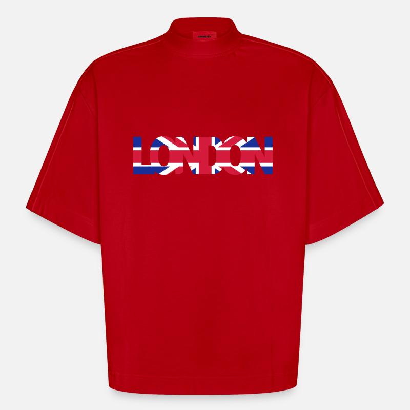 London - Heavyweight Oversized Organic Boxy T-Shirt Made in EU - Rot
