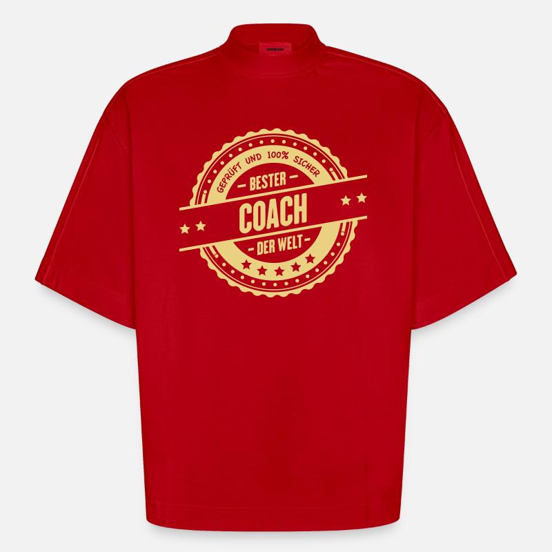 Bester Coach - Heavyweight Oversized Organic Boxy T-Shirt Made in EU - Rot