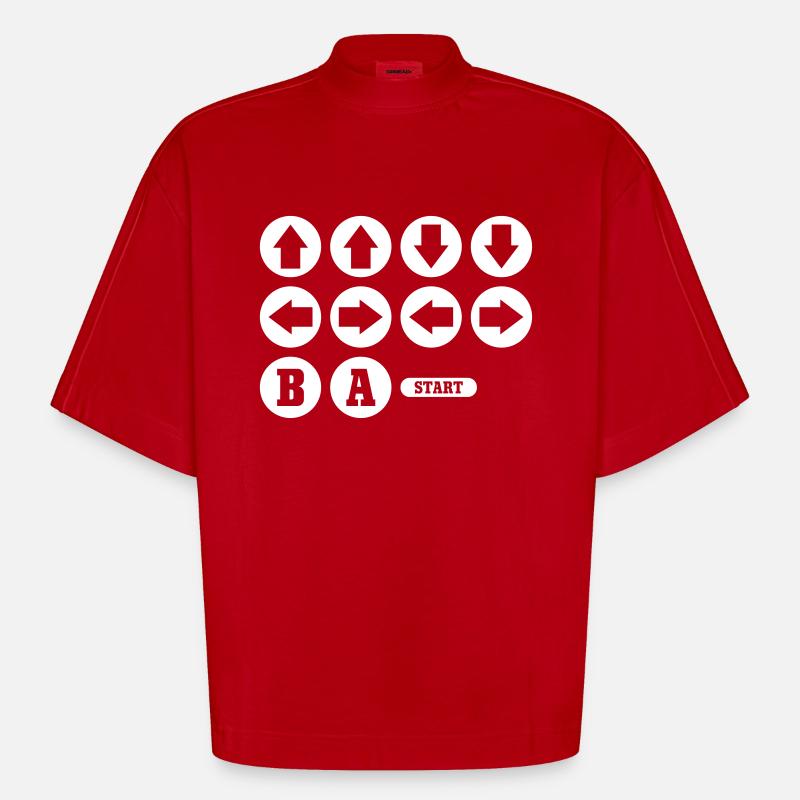 Cheat Code Jeu vidéo - T-shirt bio épais oversize Boxy fabriqué en UE - rouge