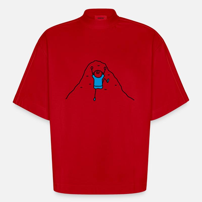 Klettern Kletterwand - V2 - Heavyweight Oversized Organic Boxy T-Shirt Made in EU - Rot