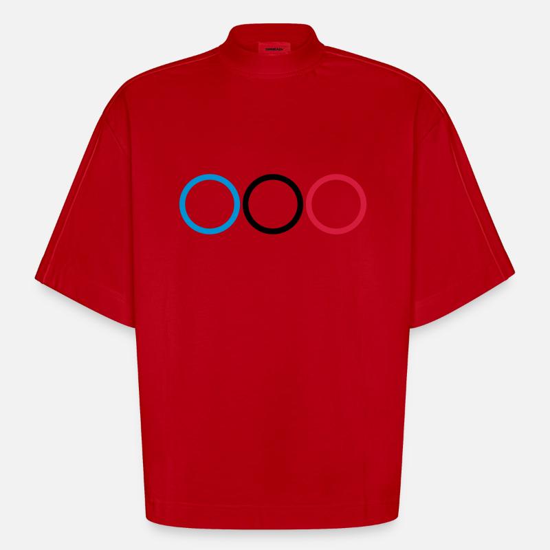 3_anneau - T-shirt bio épais oversize Boxy fabriqué en UE - rouge