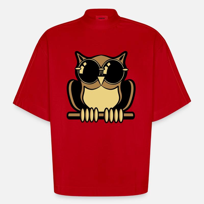 Eule Vogel wald sonnenbrille - Heavyweight Oversized Organic Boxy T-Shirt Made in EU - Rot