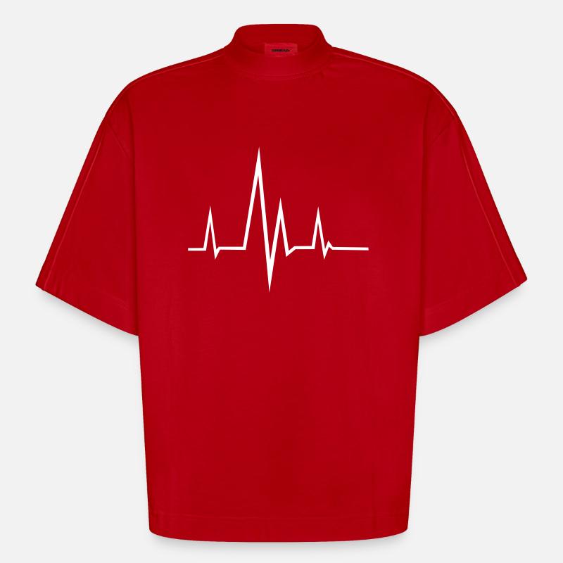 Frequenz - Puls - Heavyweight Oversized Organic Boxy T-Shirt Made in EU - Rot