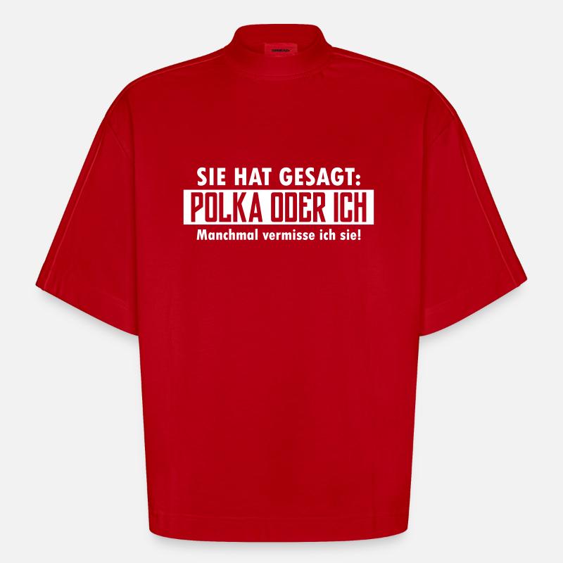 polka oder ich - Heavyweight Oversized Organic Boxy T-Shirt Made in EU - Rot