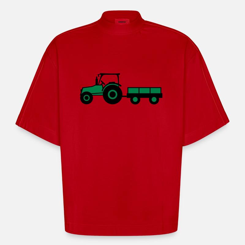 Tractor With Trailer - T-shirt bio épais oversize Boxy fabriqué en UE - rouge