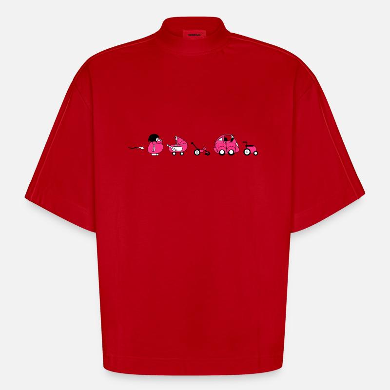 Evolution erfahren - Heavyweight Oversized Organic Boxy T-Shirt Made in EU - Rot
