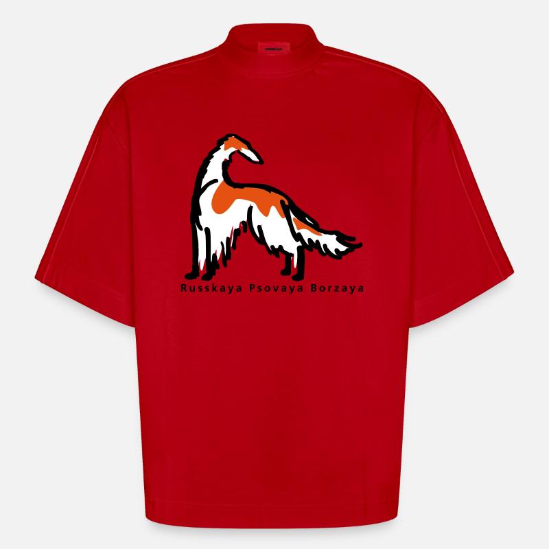 barsoi drawn - Heavyweight Oversized Organic Boxy T-Shirt Made in EU - Rot
