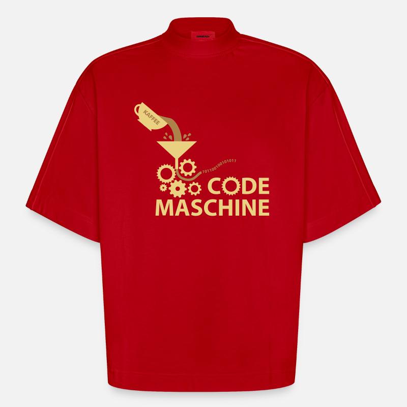 Code machine - Heavyweight Oversized Organic Boxy T-Shirt Made in EU - red