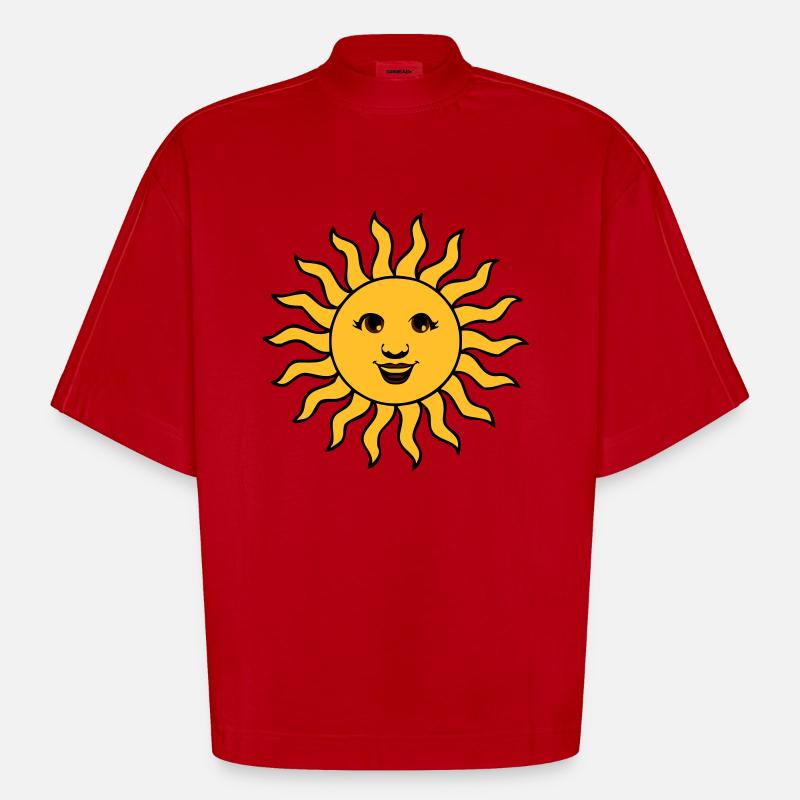 Summer Sun amical - T-shirt bio épais oversize Boxy fabriqué en UE - rouge