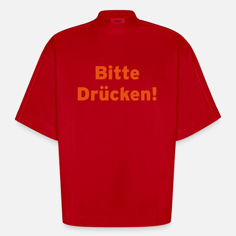 Bitte_Drücken - Heavyweight Oversized Organic Boxy T-Shirt Made in EU - Rot