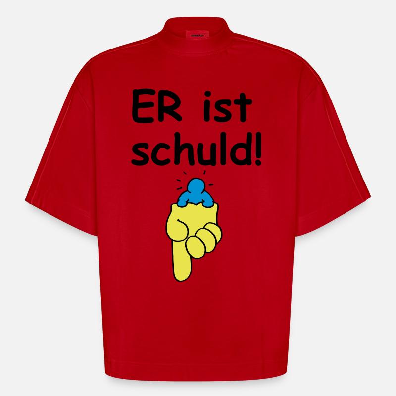 IL est à blâmer! - T-shirt bio épais oversize Boxy fabriqué en UE - rouge
