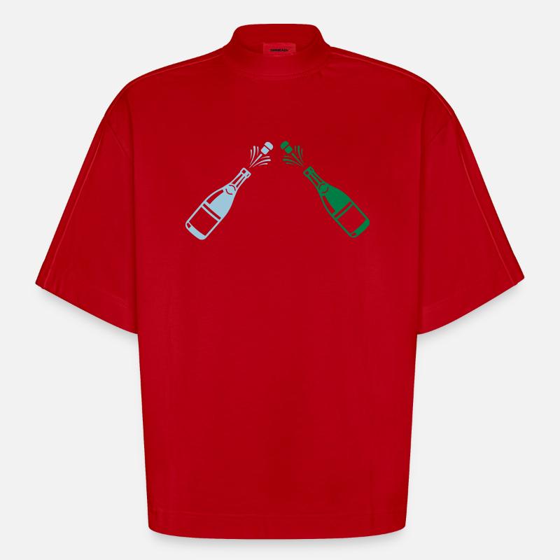 Champangner - T-shirt bio épais oversize Boxy fabriqué en UE - rouge
