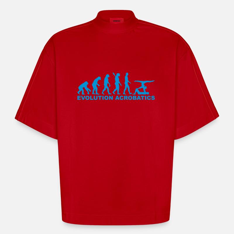 Evolution Acrobatics - Heavyweight Oversized Organic Boxy T-Shirt Made in EU - red