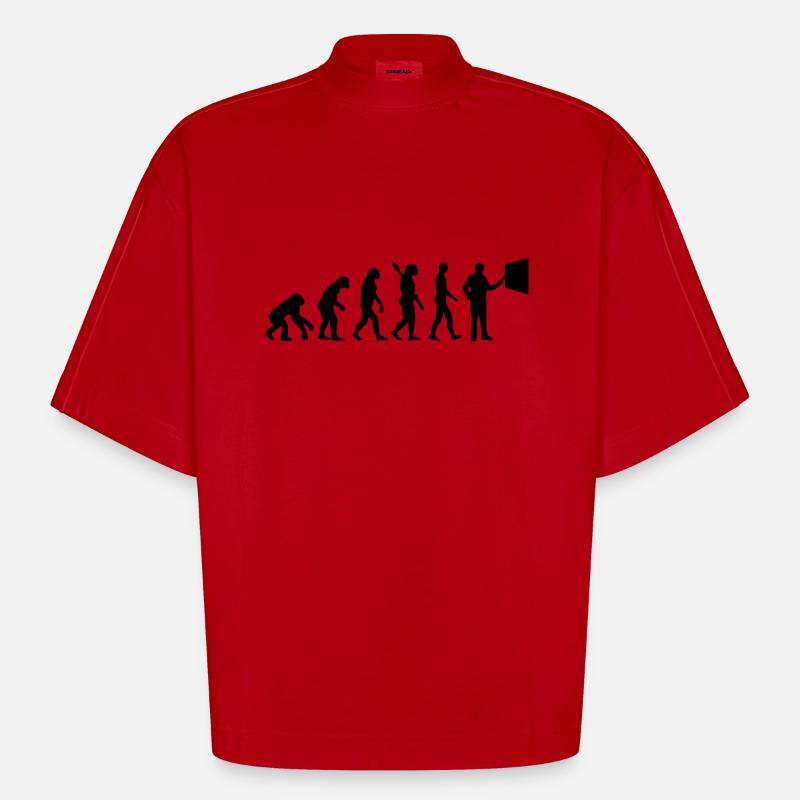 Evolution Teacher - Heavyweight Oversized Organic Boxy T-Shirt Made in EU - red