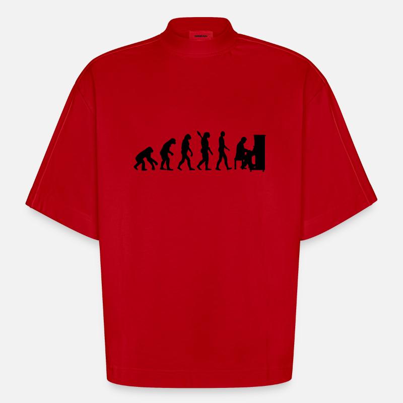 Evolution Piano - T-shirt bio épais oversize Boxy fabriqué en UE - rouge