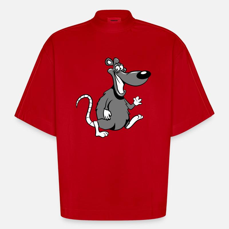 ratte süss hallo lieb - Heavyweight Oversized Organic Boxy T-Shirt Made in EU - Rot
