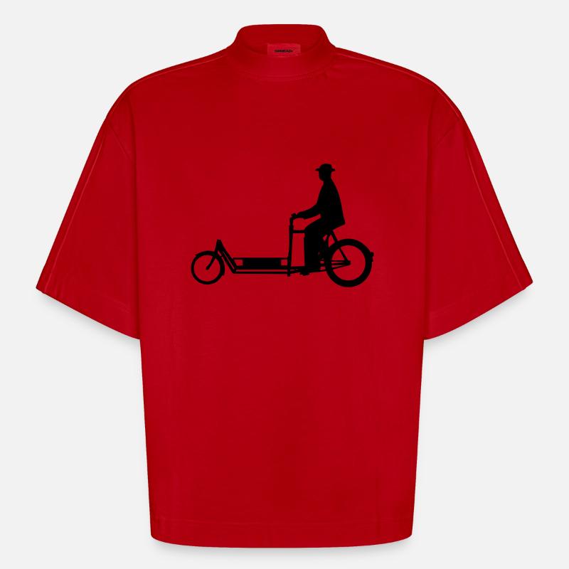 Long John Bicycle - Heavyweight Oversized Organic Boxy T-Shirt Made in EU - Rot