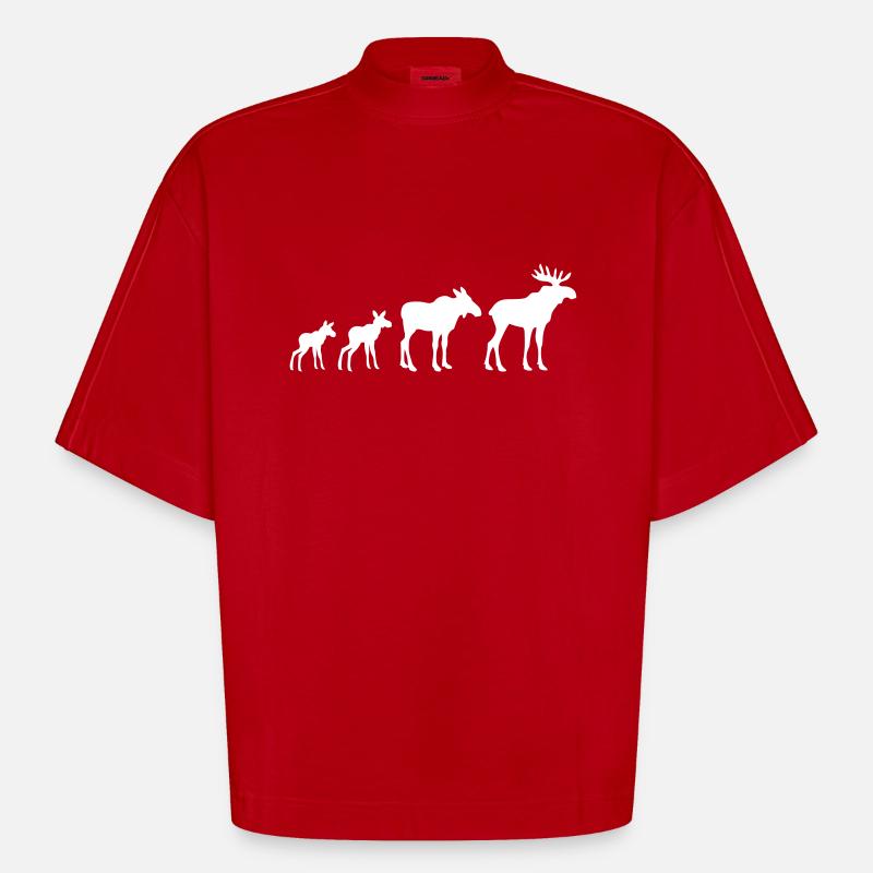 Elk Evolution - Heavyweight Oversized Organic Boxy T-Shirt Made in EU - red
