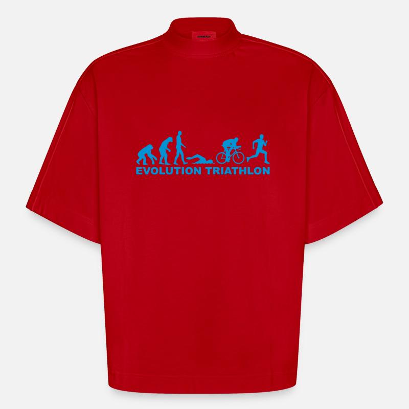 Evolution Triathlon - Heavyweight Oversized Organic Boxy T-Shirt Made in EU - red