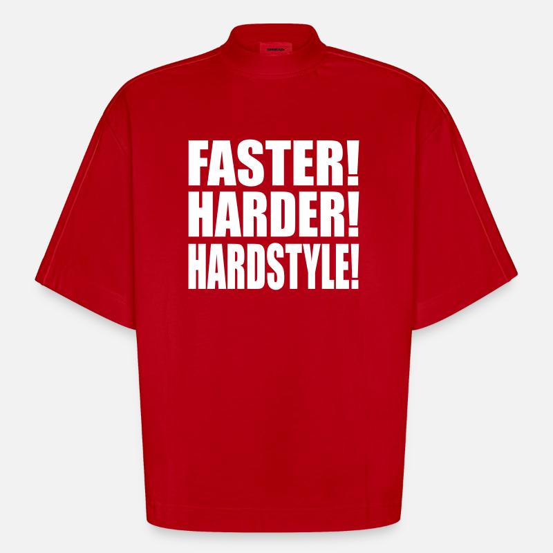 Faster Harder Hardstyle DE - Heavyweight Oversized Organic Boxy T-Shirt Made in EU - Rot