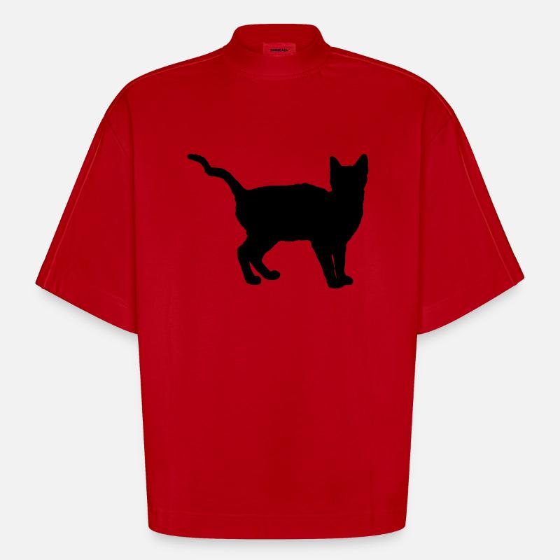 chat - T-shirt bio épais oversize Boxy fabriqué en UE - rouge