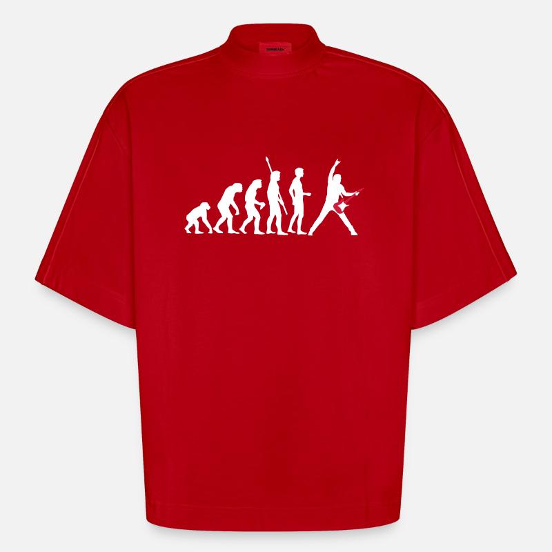 evolution_guitar_a - T-shirt bio épais oversize Boxy fabriqué en UE - rouge