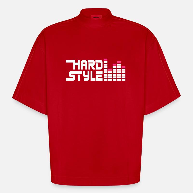 hard style hardstyle equalizer FR - T-shirt bio épais oversize Boxy fabriqué en UE - rouge