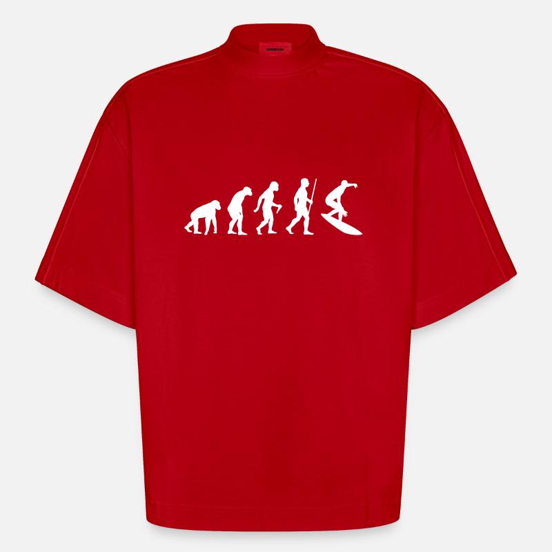 Surfer Evolution - T-shirt bio épais oversize Boxy fabriqué en UE - rouge