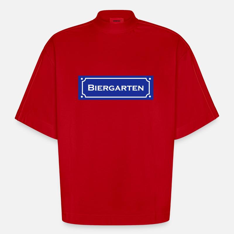Biergarten 1 - Heavyweight Oversized Organic Boxy T-Shirt Made in EU - Rot