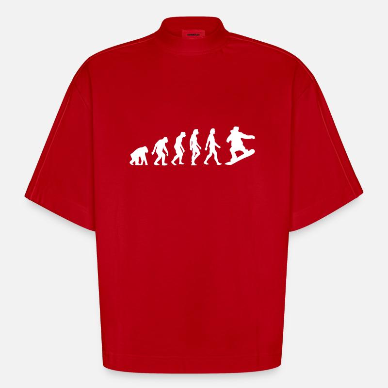 L'évolution du snowboard - T-shirt bio épais oversize Boxy fabriqué en UE - rouge