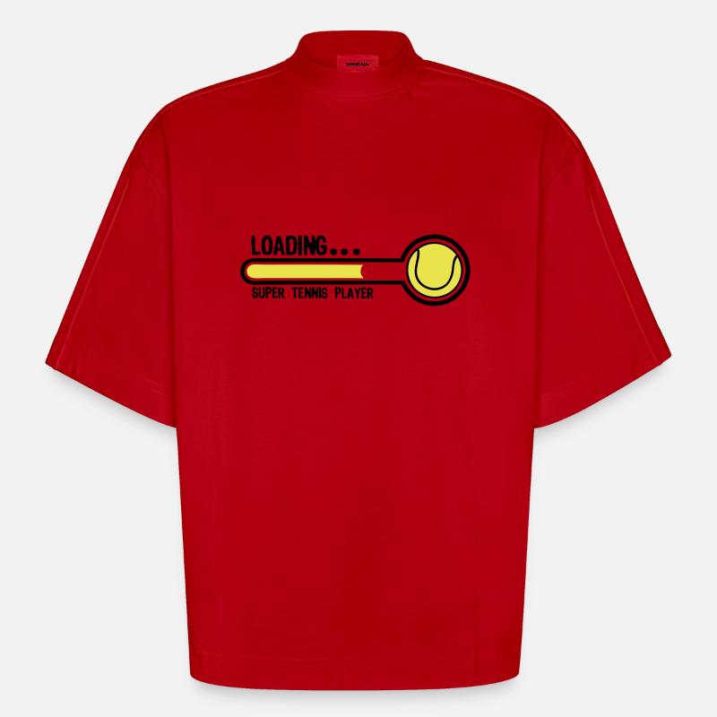 tennis loading super player1 - Heavyweight Oversized Organic Boxy T-Shirt Made in EU - red