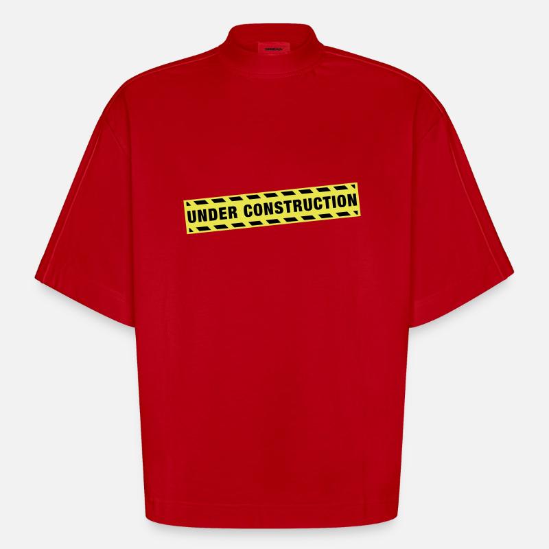 under_construction_de2 - T-shirt bio épais oversize Boxy fabriqué en UE - rouge