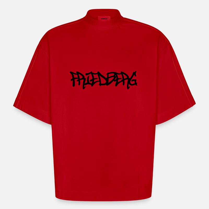 Friedberg Graffiti - T-shirt bio épais oversize Boxy fabriqué en UE - rouge