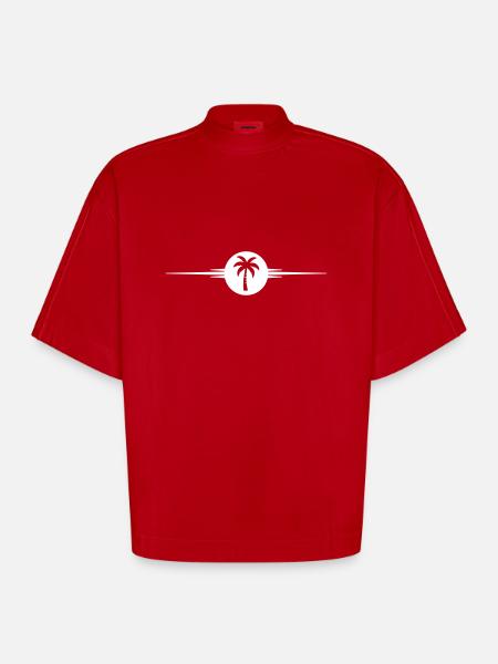 Palm tree line icon - Heavyweight Oversized Organic Boxy T-Shirt Made in EU - red