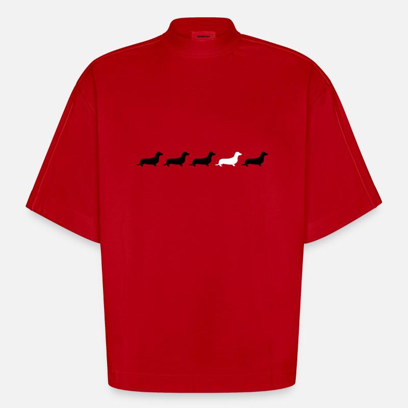 teckel - T-shirt bio épais oversize Boxy fabriqué en UE - rouge