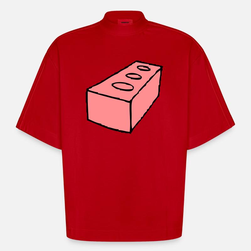 brick, construction, maison, paroi, des briques, - T-shirt bio épais oversize Boxy fabriqué en UE - rouge