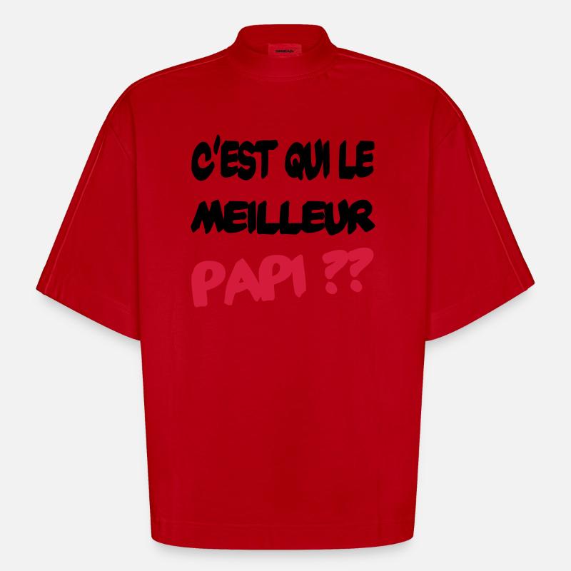 C'est qui le meilleur papi - T-shirt bio épais oversize Boxy fabriqué en UE - rouge
