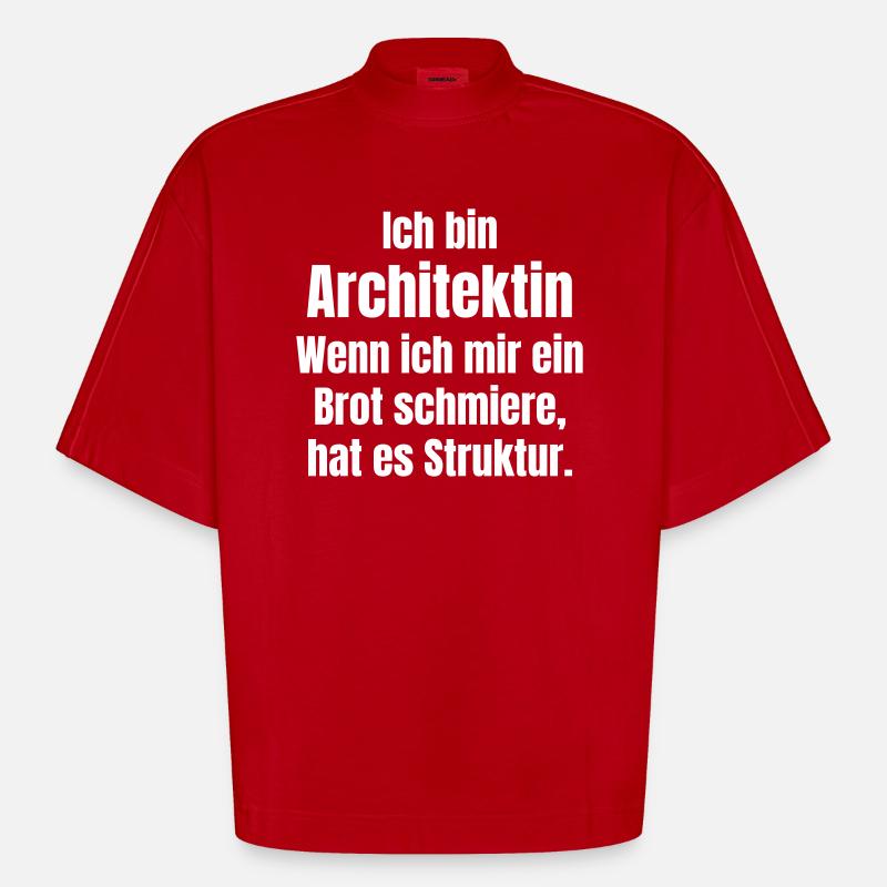 Architect smears bread with structure - Heavyweight Oversized Organic Boxy T-Shirt Made in EU - red