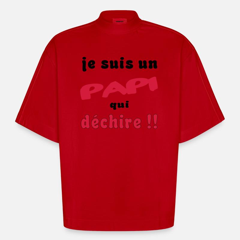 Je suis un papi... - T-shirt bio épais oversize Boxy fabriqué en UE - rouge