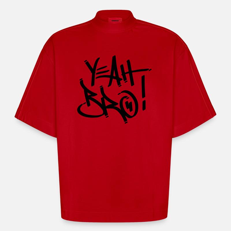 yeah bro - Heavyweight Oversized Organic Boxy T-Shirt Made in EU - Rot