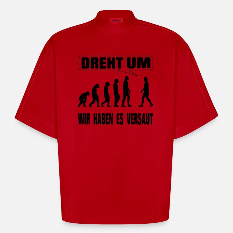 Evolution - Wir haben es versaut - Heavyweight Oversized Organic Boxy T-Shirt Made in EU - Rot