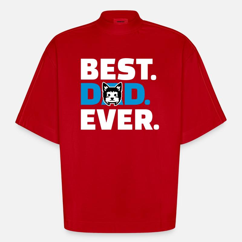Yorkshire Terrier - T-shirt bio épais oversize Boxy fabriqué en UE - rouge