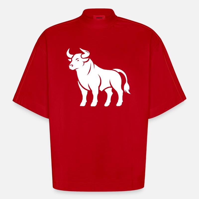 bull - Heavyweight Oversized Organic Boxy T-Shirt Made in EU - red