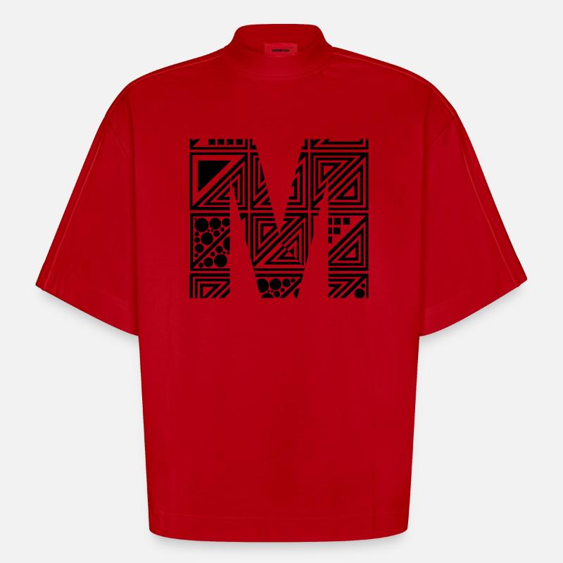 Buchstabe M - Heavyweight Oversized Organic Boxy T-Shirt Made in EU - Rot