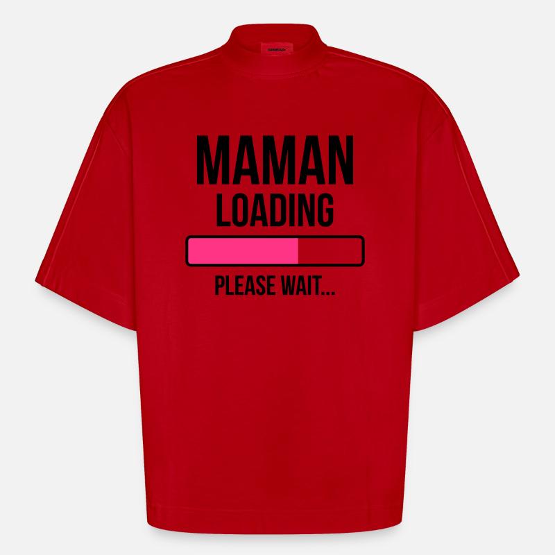 Maman loading Please Wait... - T-shirt bio épais oversize Boxy fabriqué en UE - rouge