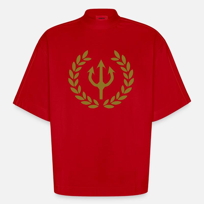 trident devil fork - Heavyweight Oversized Organic Boxy T-Shirt Made in EU - red