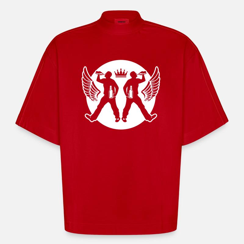 Drinking Bier Silhouette - Heavyweight Oversized Organic Boxy T-Shirt Made in EU - Rot