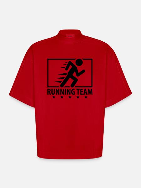 running_team_design_qu1 - Heavyweight Oversized Organic Boxy T-Shirt Made in EU - red