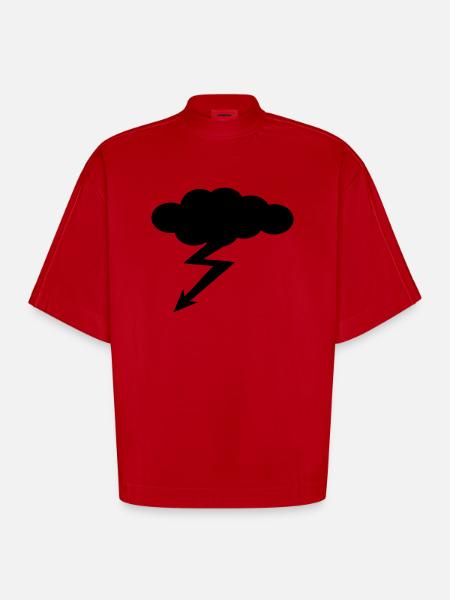 Clouds and Flash - Heavyweight Oversized Organic Boxy T-Shirt Made in EU - red