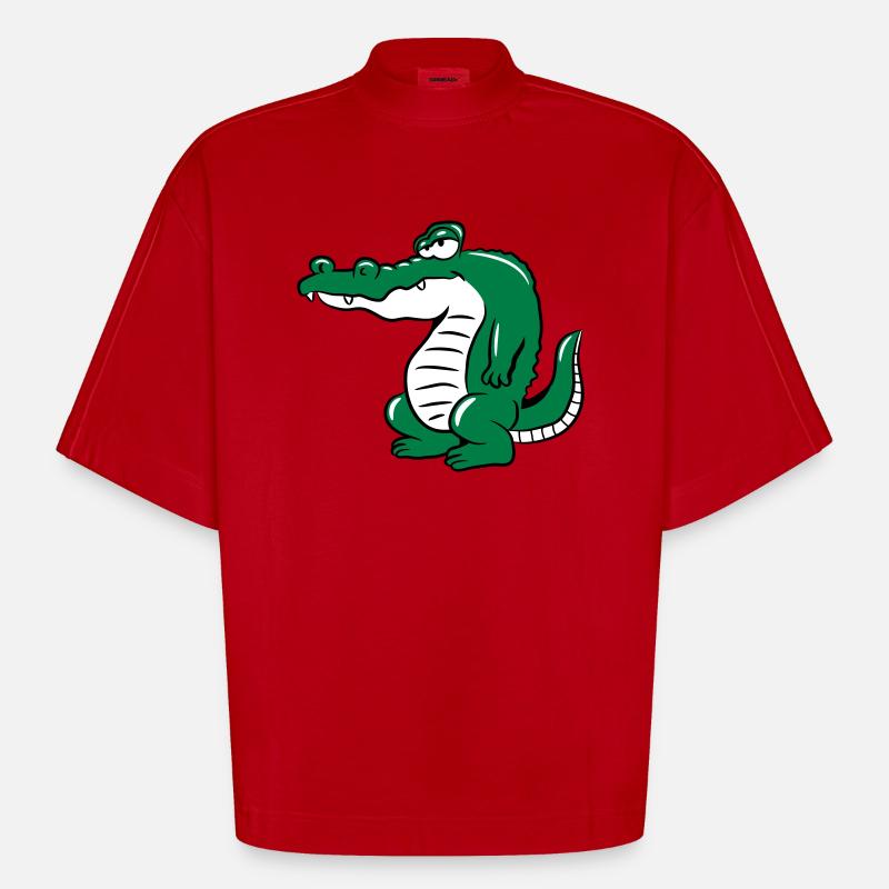 Krokodil kopf - Heavyweight Oversized Organic Boxy T-Shirt Made in EU - Rot